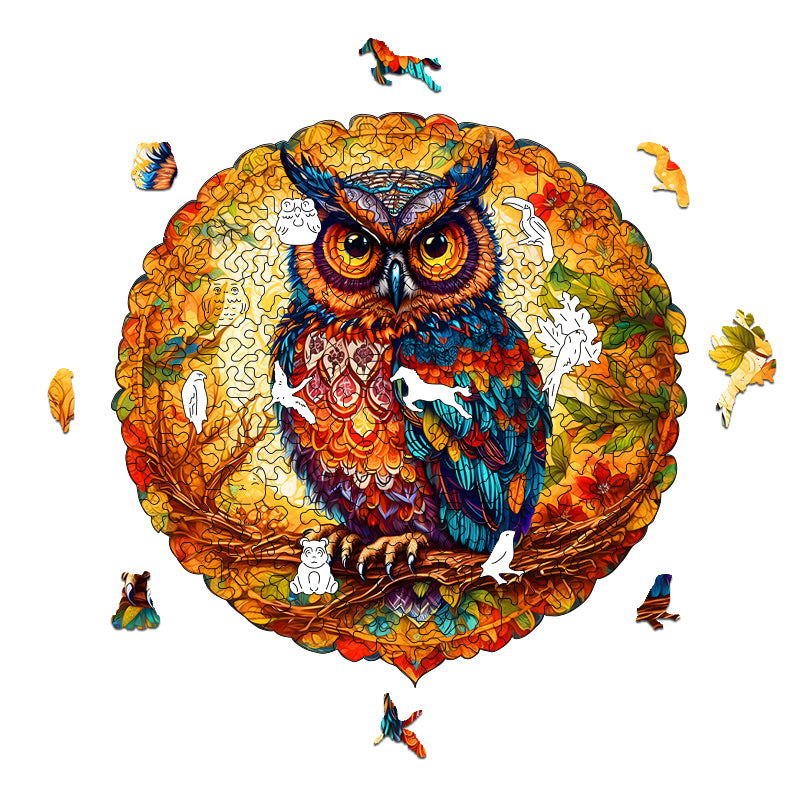 Colorful Owl Wooden Jigsaw Puzzle