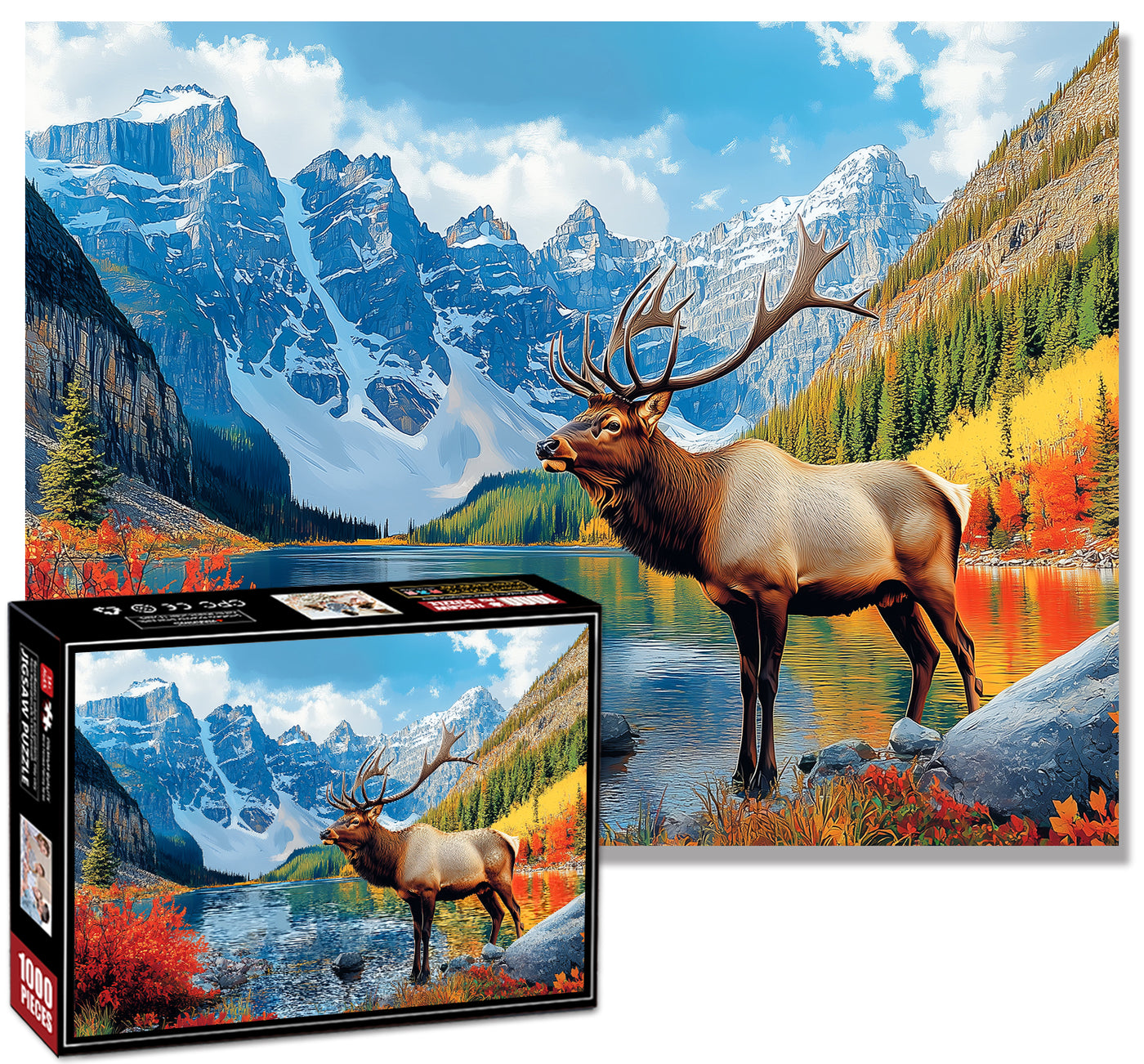 Snow Mountain Deer Jigsaw Puzzle 1000 Pieces