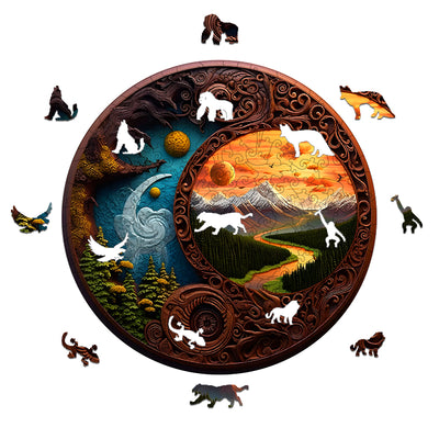 Yin Yang Wood Carving 01 Wooden Jigsaw Puzzle