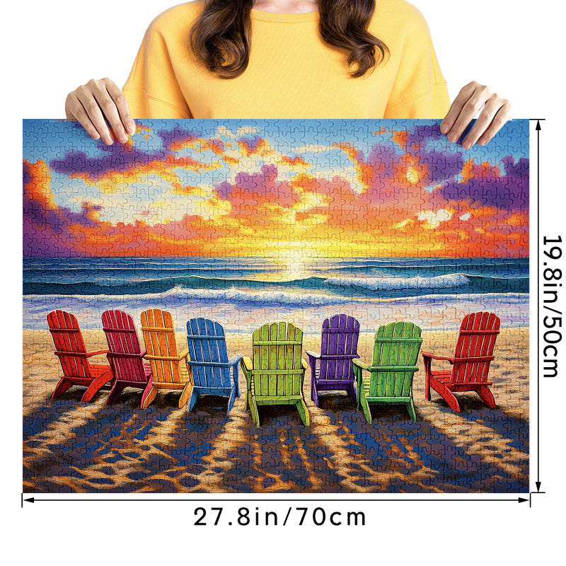 Colorful beach chair Jigsaw Puzzle 1000 Pieces