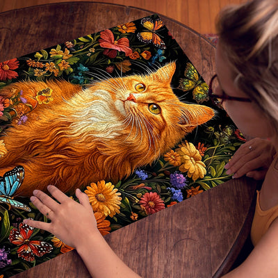 Flower Blossom Orange Cat Jigsaw Puzzle 1000 Pieces