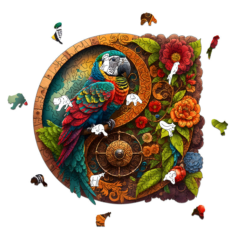 Parrot Wreath Wooden Jigsaw Puzzle