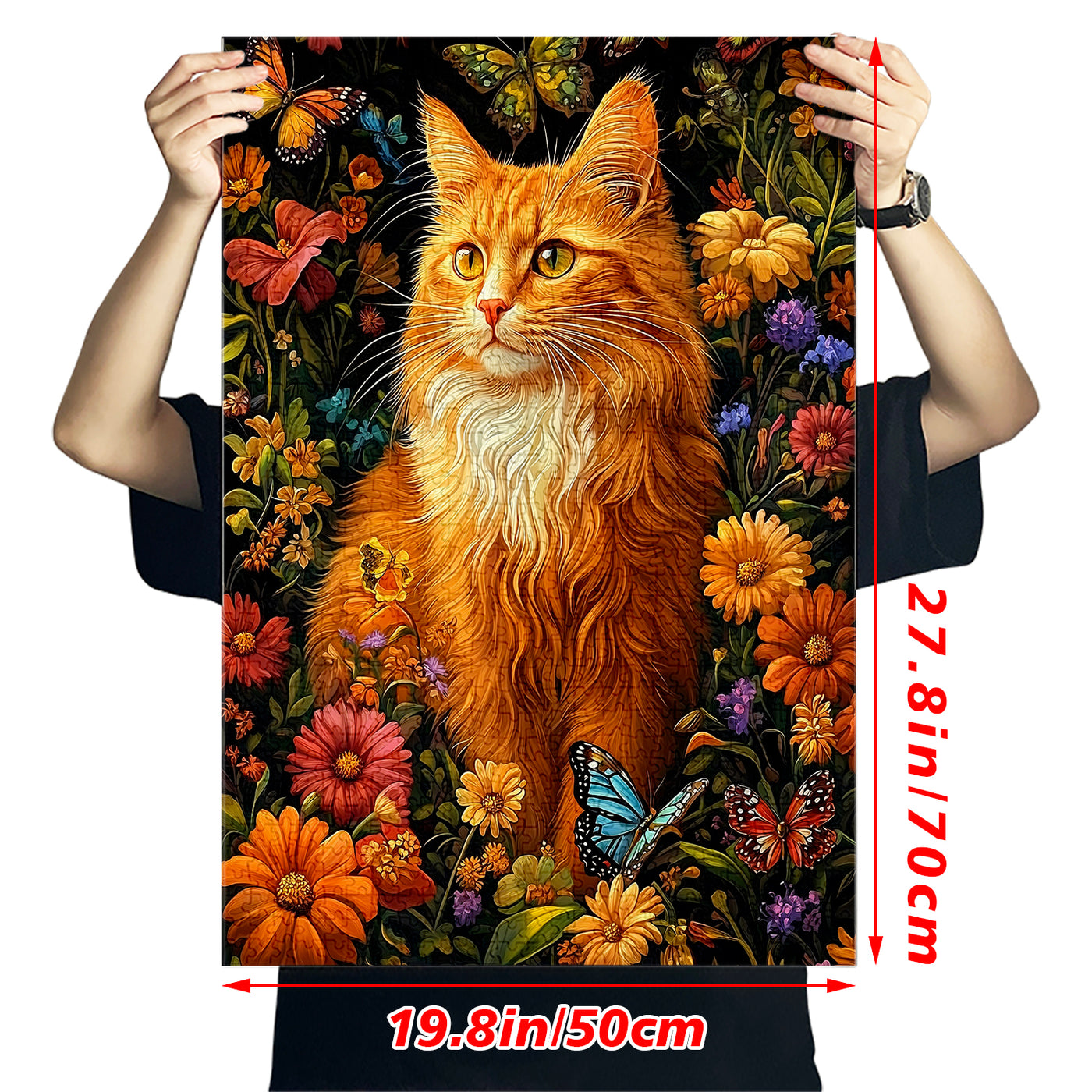 Flower Blossom Orange Cat Jigsaw Puzzle 1000 Pieces