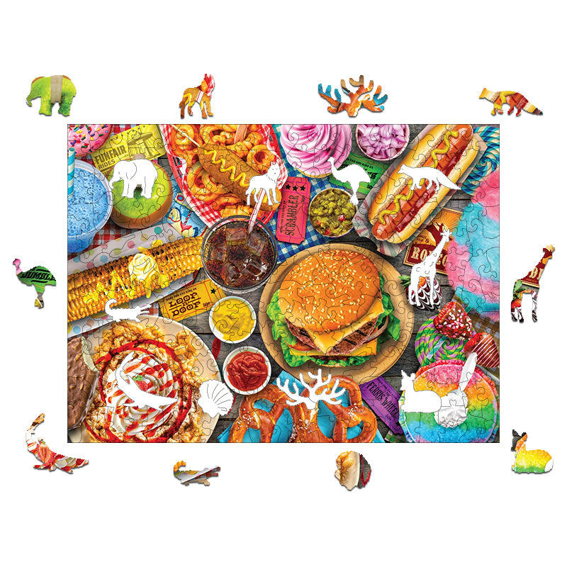 Burger Party Wooden Animal Puzzle Adult Kids Christmas Birthday Gifts