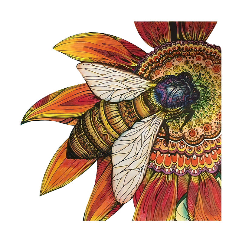 bees collecting nectar Wooden Jigsaw Puzzle