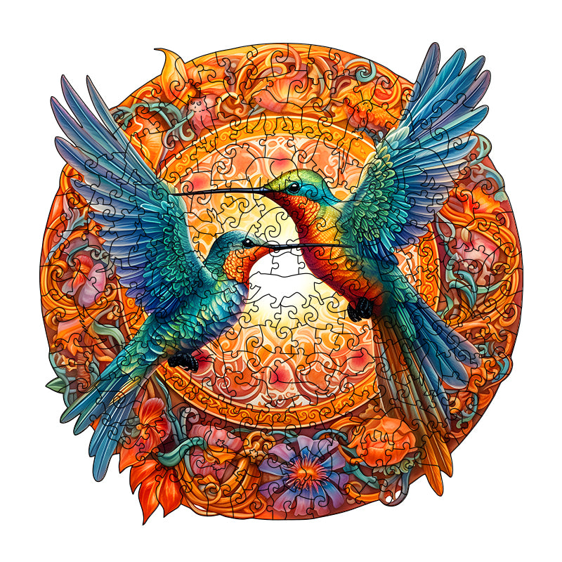 Hummingbirds Chirping Wooden Jigsaw Puzzle