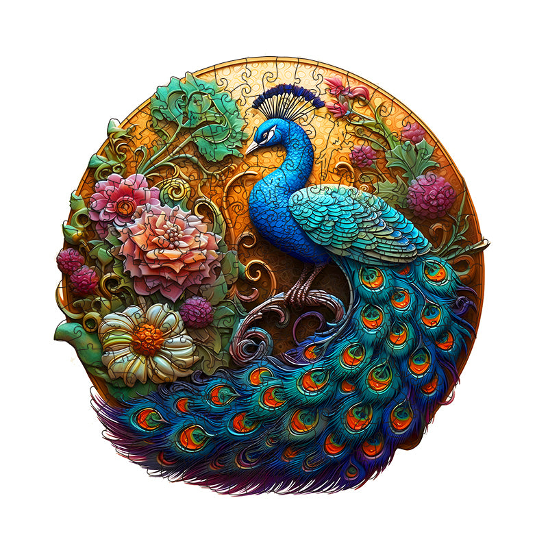 Rose Blue Peacock Wooden Animal Puzzle Adult Kids Christmas Birthday Gift