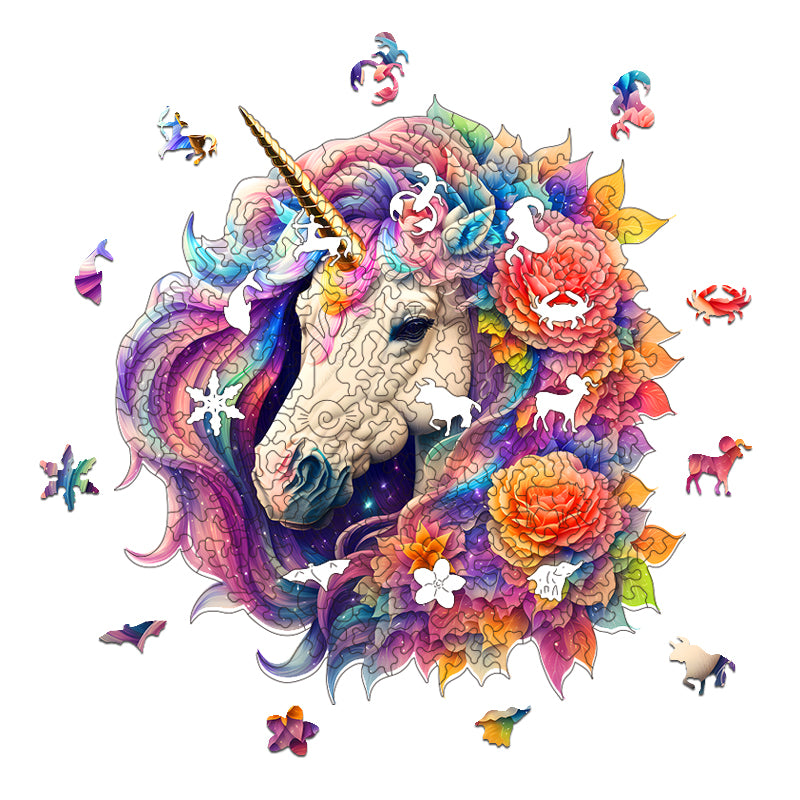 golden unicorn Wooden Jigsaw Puzzle