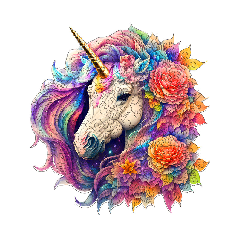 golden unicorn Wooden Jigsaw Puzzle