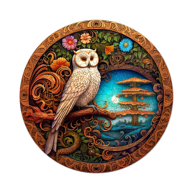 White Owl Wooden Jigsaw Puzzle