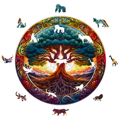 mandala tree of life Wooden Jigsaw Puzzle