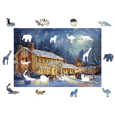 Christmas igloo Wooden Jigsaw Puzzle