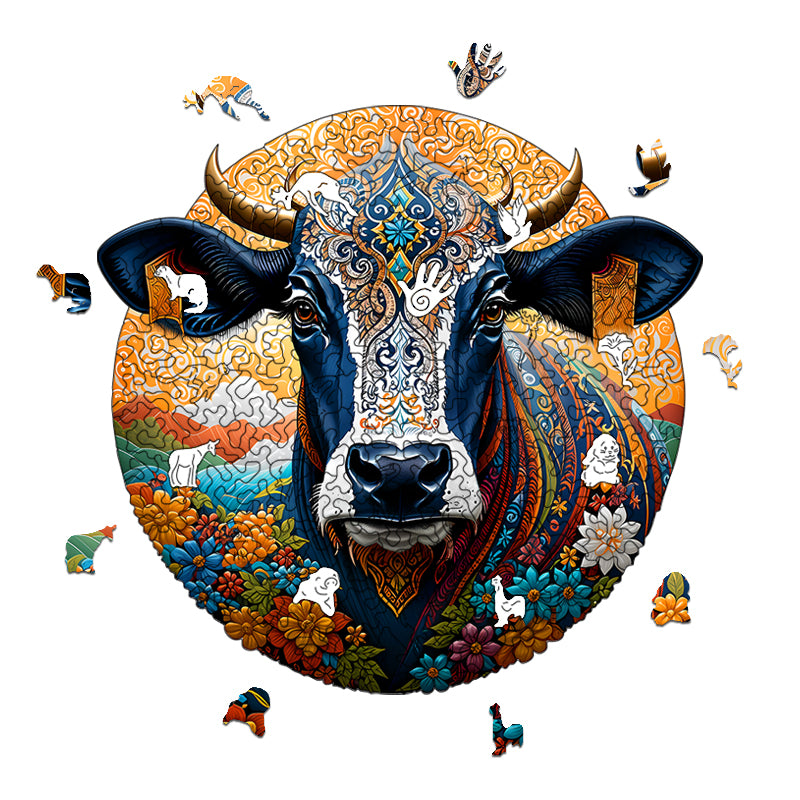 Valley Cow Head Wooden Jigsaw Puzzle