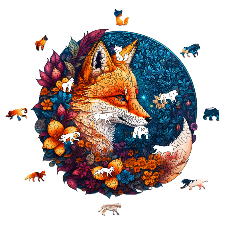 Moonlight fox Wooden Jigsaw Puzzle