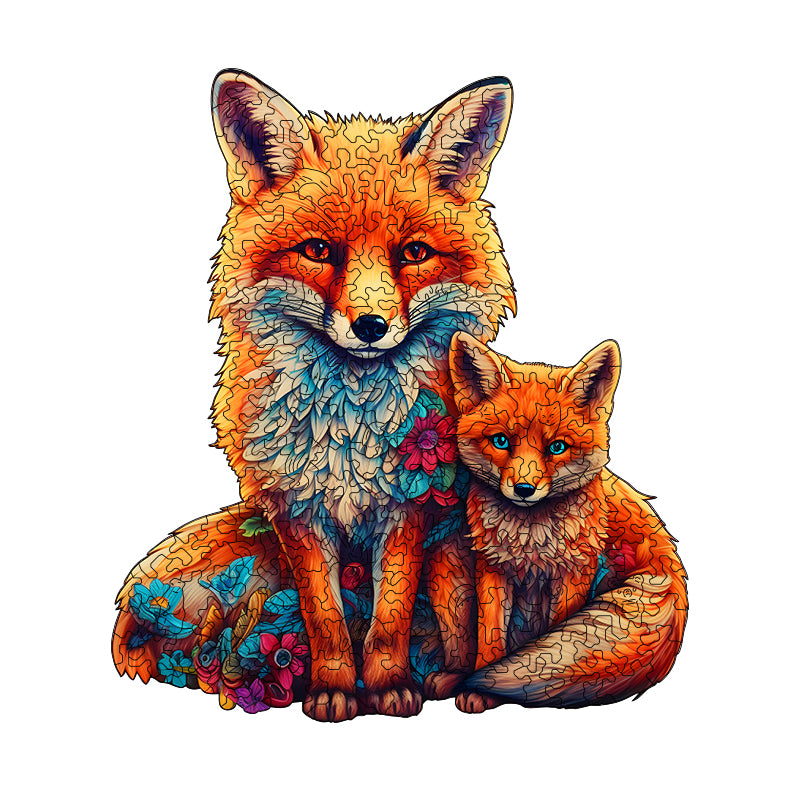 Mother and Child Fox Wooden Animal Jigsaw Puzzle Adult Children Christmas Birthday Gift