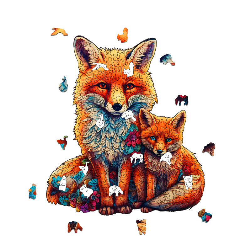 Mother and Child Fox Wooden Animal Jigsaw Puzzle Adult Children Christmas Birthday Gift