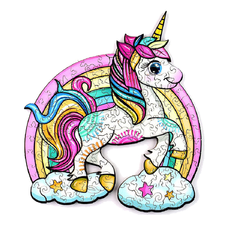 rainbow unicorn Wooden Jigsaw Puzzle