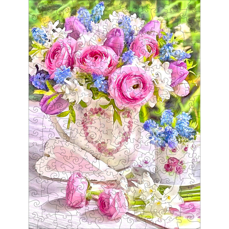 love vase Wooden Jigsaw Puzzle