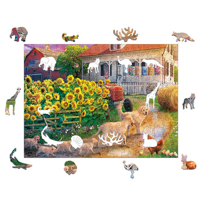 Sunflower Dog Farm Wooden Animal Puzzle Adult Children Christmas Birthday Gift