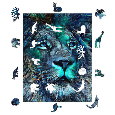 blue lion king Wooden Jigsaw Puzzle