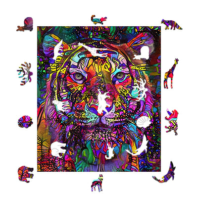 colorful tiger Wooden Jigsaw Puzzle