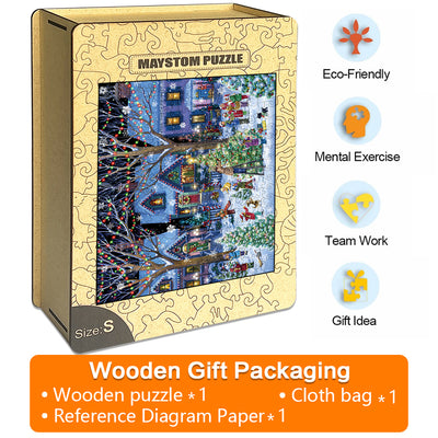 Christmas lights Wooden Jigsaw Puzzle