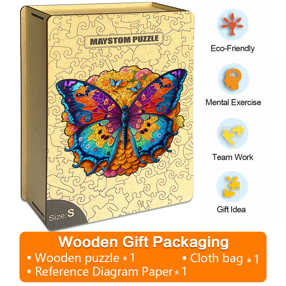 Butterfly Picking Honey Wooden Jigsaw Puzzle