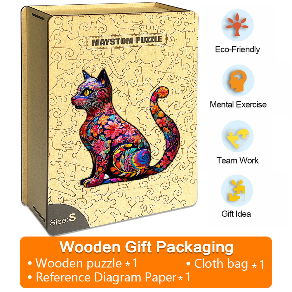 whiskered cat Wooden Jigsaw Puzzle