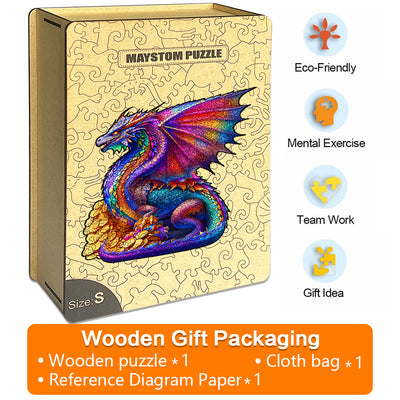 gold coin dragon Wooden Jigsaw Puzzle