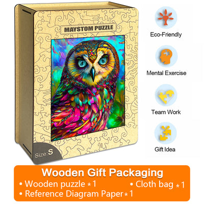 blue-eyed owl Wooden Jigsaw Puzzle