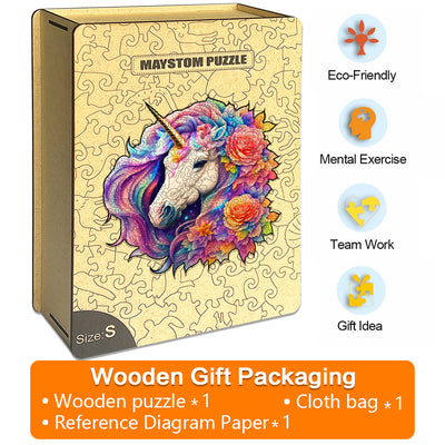 golden unicorn Wooden Jigsaw Puzzle