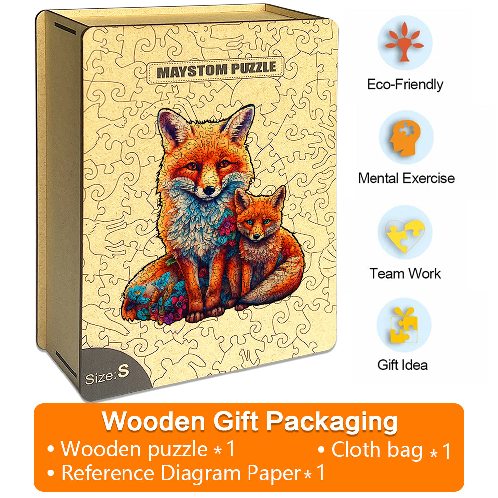 Mother and Child Fox Wooden Animal Jigsaw Puzzle Adult Children Christmas Birthday Gift