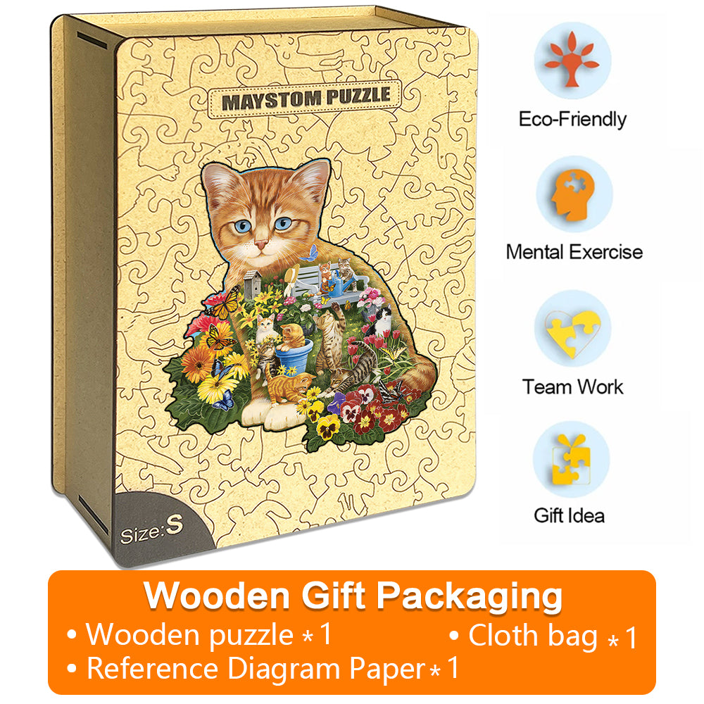 Garden Cat Wooden Animal Puzzle Adult Children Christmas Birthday Gift