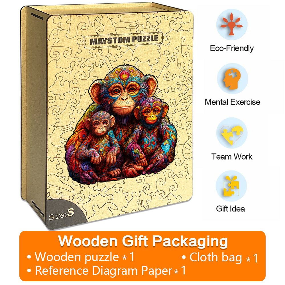 orangutan family Wooden Jigsaw Puzzle