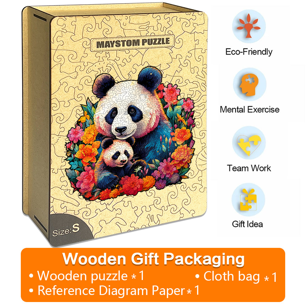 Mother and baby panda Wooden Jigsaw Puzzle