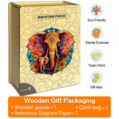 mandala elephant Wooden Jigsaw Puzzle