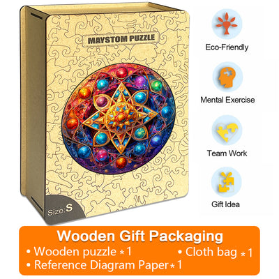 mandala planet Wooden Jigsaw Puzzle