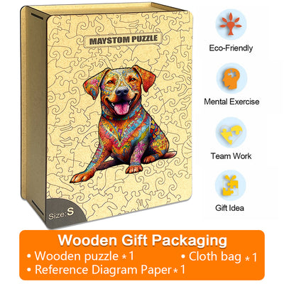 colorful brindle dog Wooden Jigsaw Puzzle