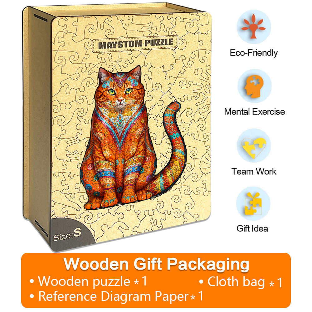 ceramic cat Wooden Jigsaw Puzzle