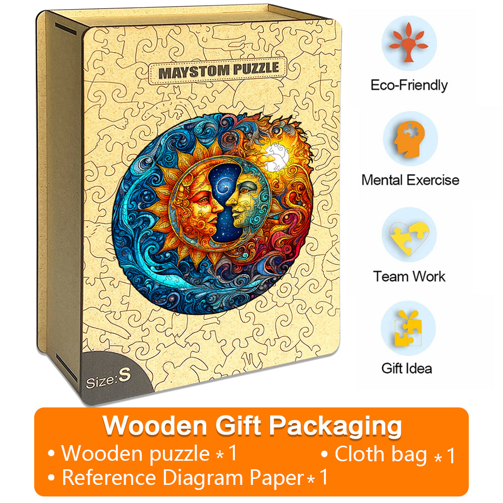 Sun, moon and stars Wooden Jigsaw Puzzle