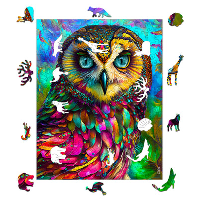 blue-eyed owl Wooden Jigsaw Puzzle