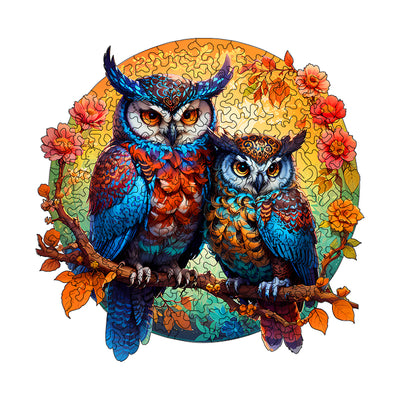 white faced owl Wooden Jigsaw Puzzle