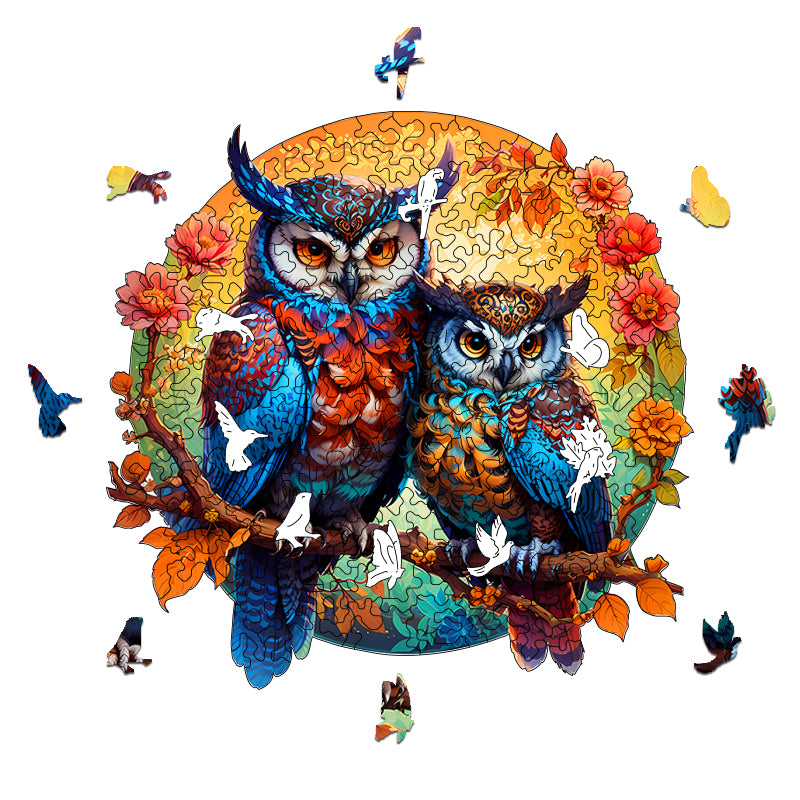 white faced owl Wooden Jigsaw Puzzle