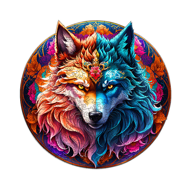 Ice and Fire Wolf King Wooden Jigsaw Puzzle