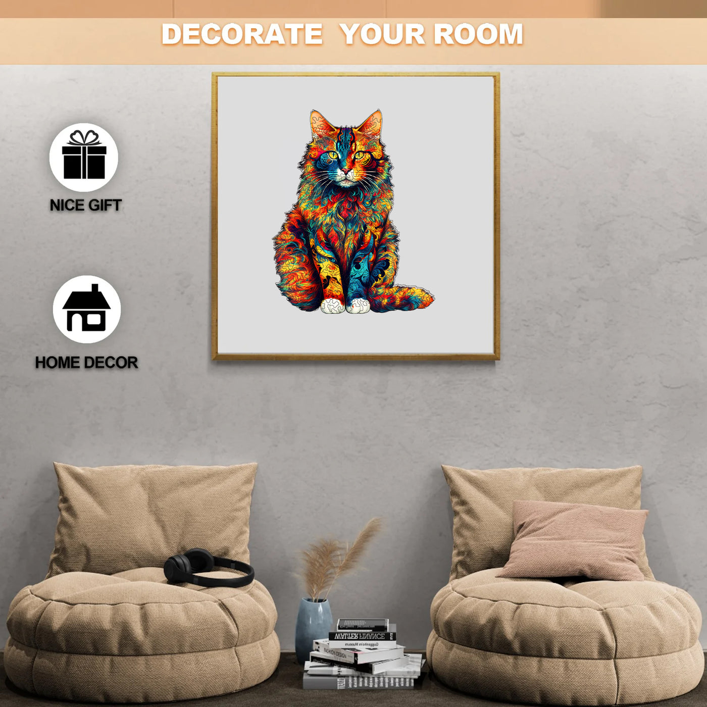 Color Changing Cat Wooden Jigsaw Puzzle