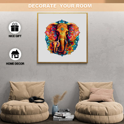 mandala elephant Wooden Jigsaw Puzzle