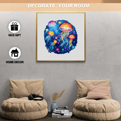 Colorful jellyfish Wooden Jigsaw Puzzle