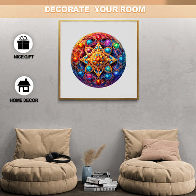 mandala planet Wooden Jigsaw Puzzle