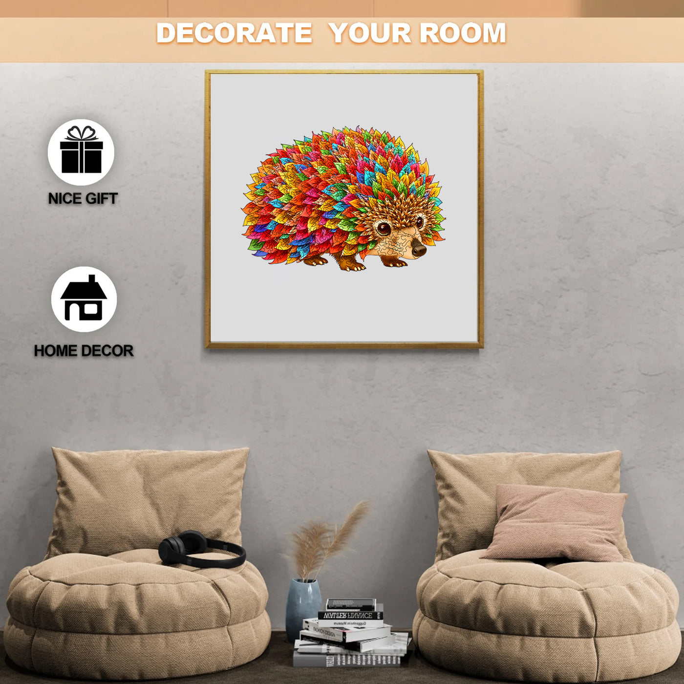 Colorful hedgehog Wooden Jigsaw Puzzle