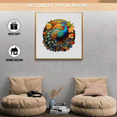 Flower disk peacock Wooden Jigsaw Puzzle